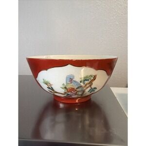 Chinese Famille Rose Flower Branch W/ Bird Porcelain Hand Painted Art Bowls